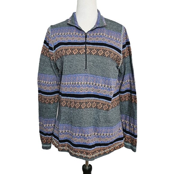 Woolrich Cotton Knit Long Sleeve 3/4 Pullover Print Shirt - Picture 1 of 5
